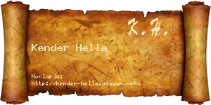 Kender Hella névjegykártya